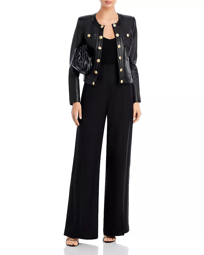 Leather Open Front Jacket