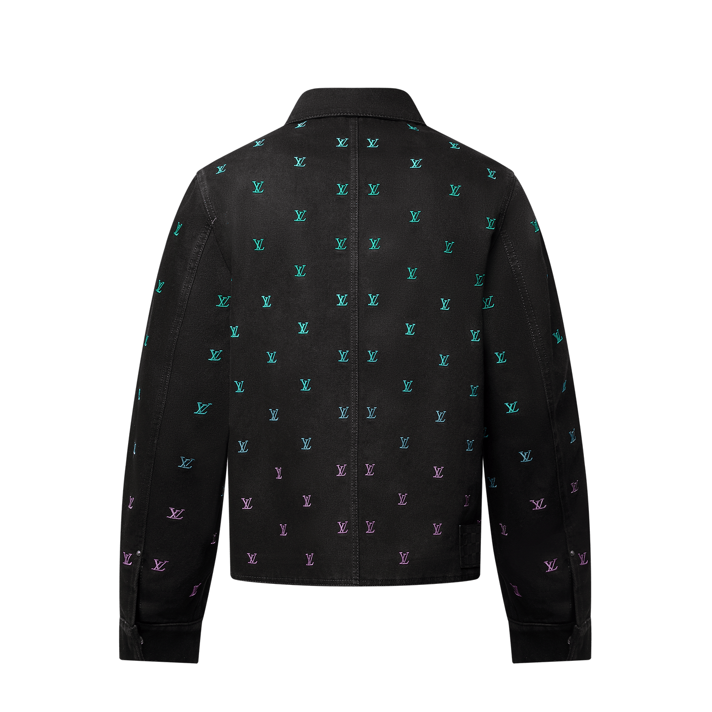 LV Blason Gradient Embroidered Denim Coach Jacket
