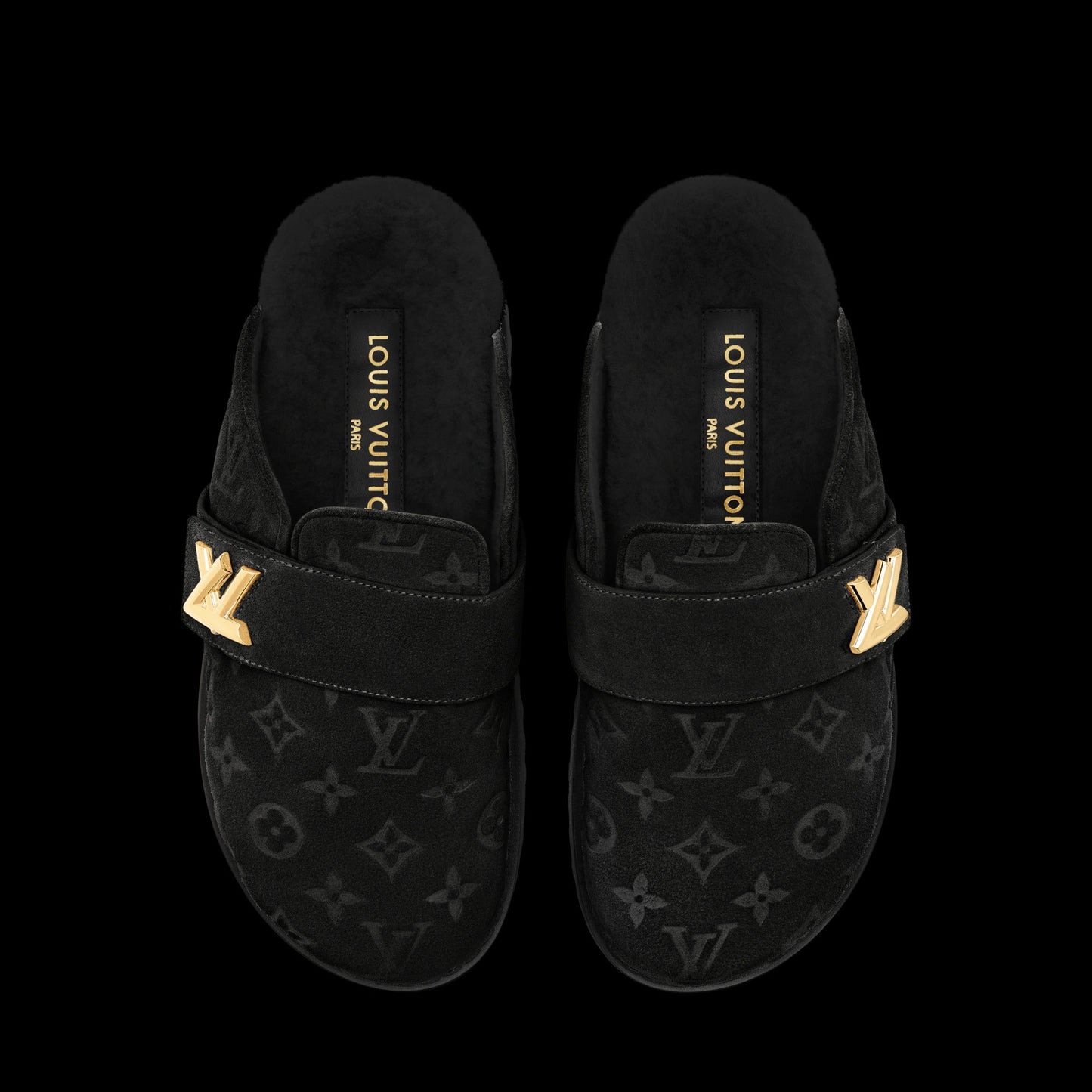 LV Cosy Comfort Clog Suede Calf Leather Black