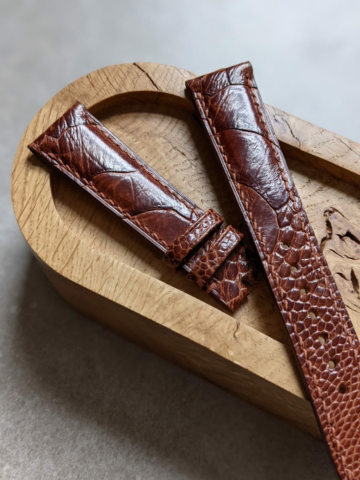 Ostrich Shin Watch Strap - Cognac