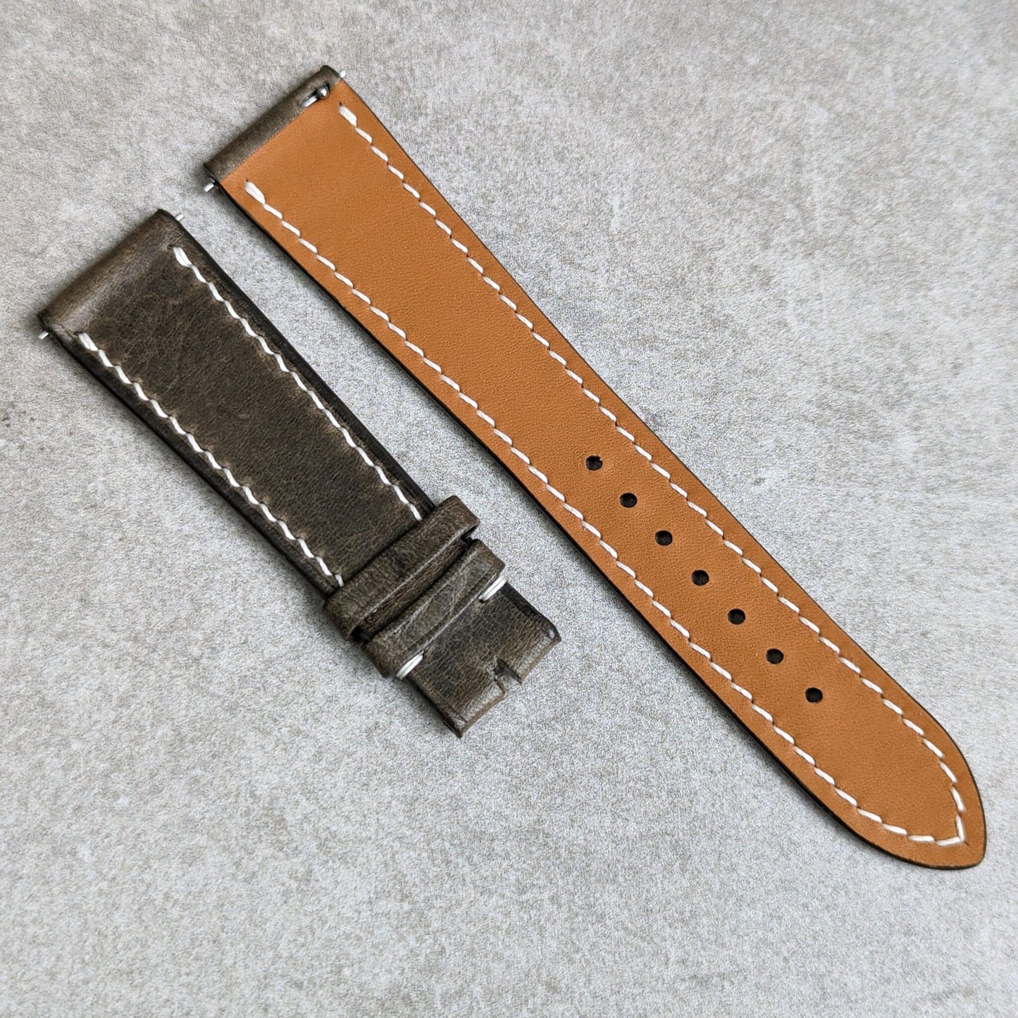 Badalassi Wax Strap - Grey Flat W/Cream stitching