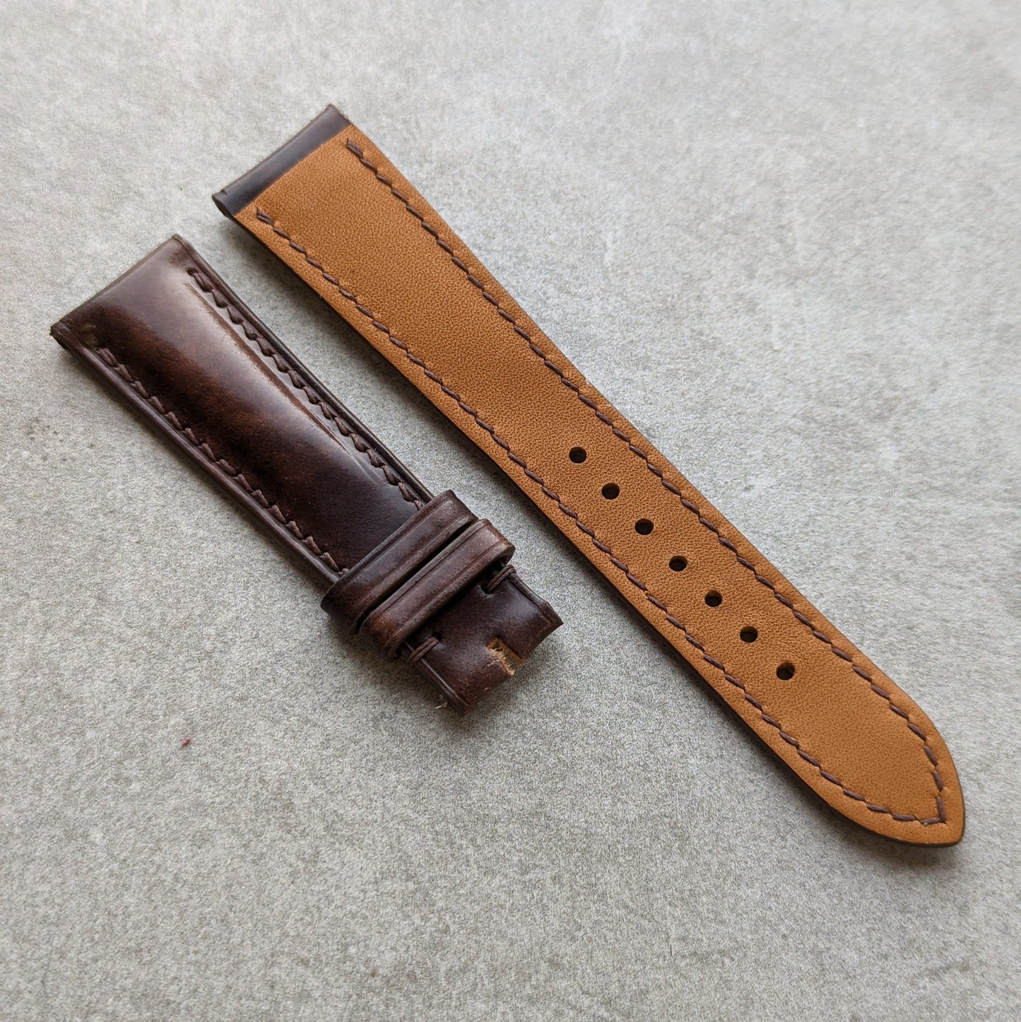 Shell Cordovan Watch Strap - Dark Brown Marbled Museum