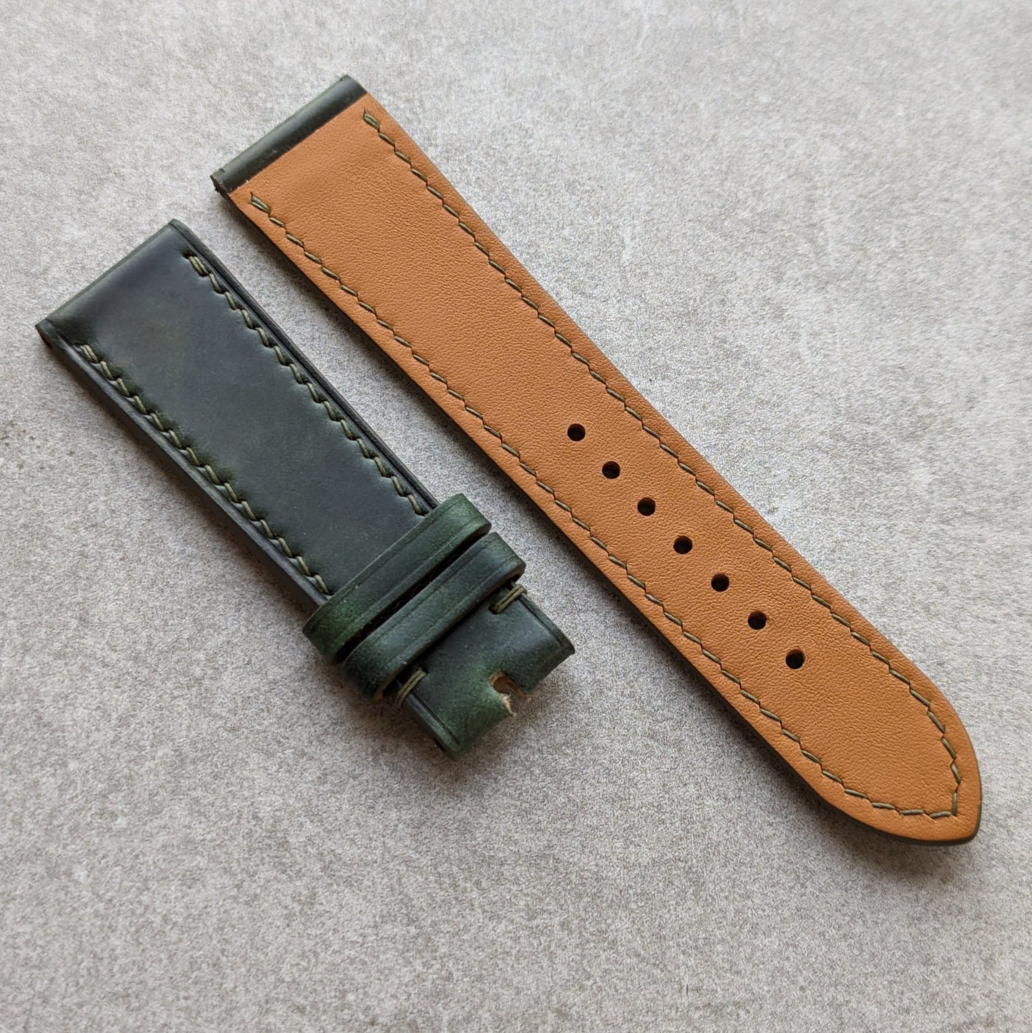 Shell Cordovan Watch Strap - Green Marbled Museum