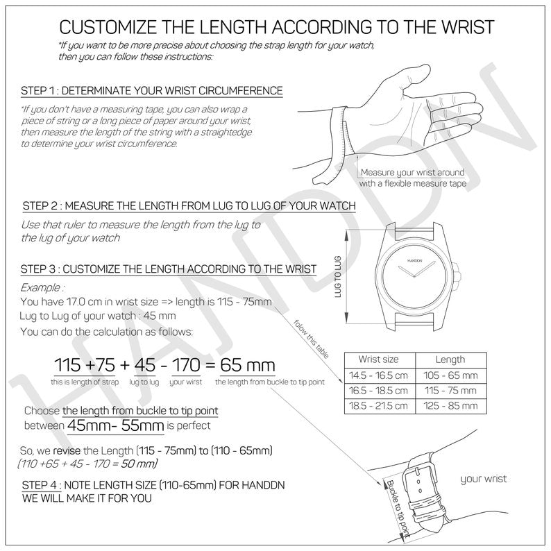 Black Epsom Leather Watch Strap, Black Epsom Leather Handmade Watch Strap, Epsom Strap Watch 16mm 18mm 19mm 20mm 21mm