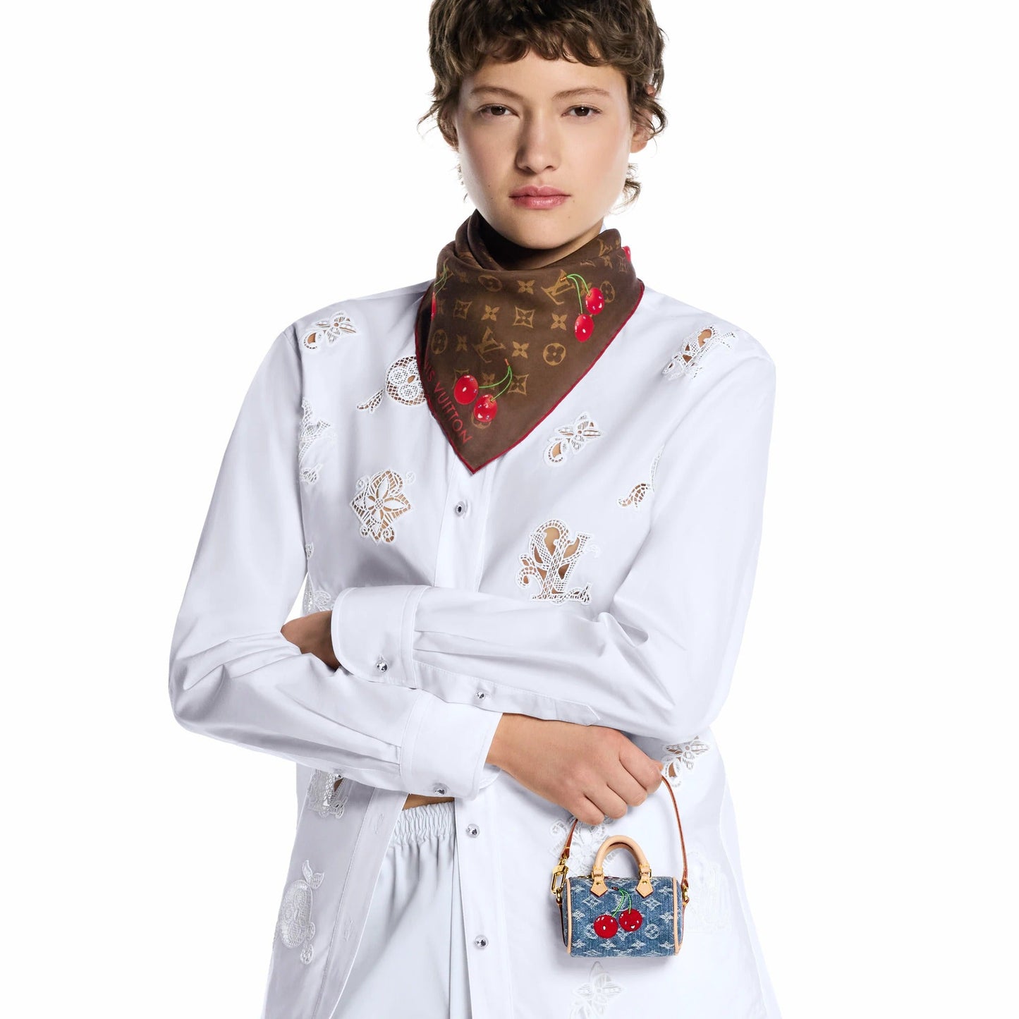 LV x TM Micro Speedy Denim Cerise Bag Charm