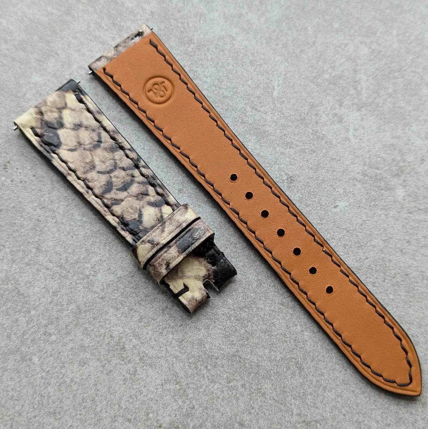 Embossed Python Watch Strap - Natural