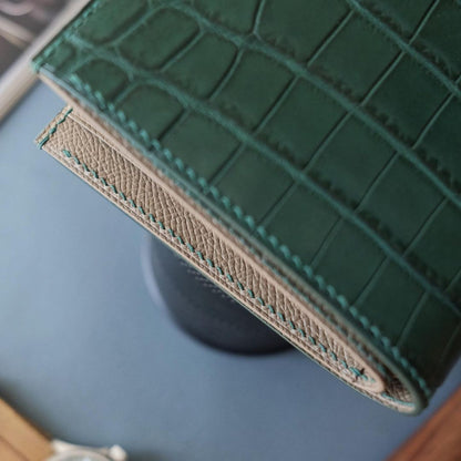 Green x Taupe bifold wallet