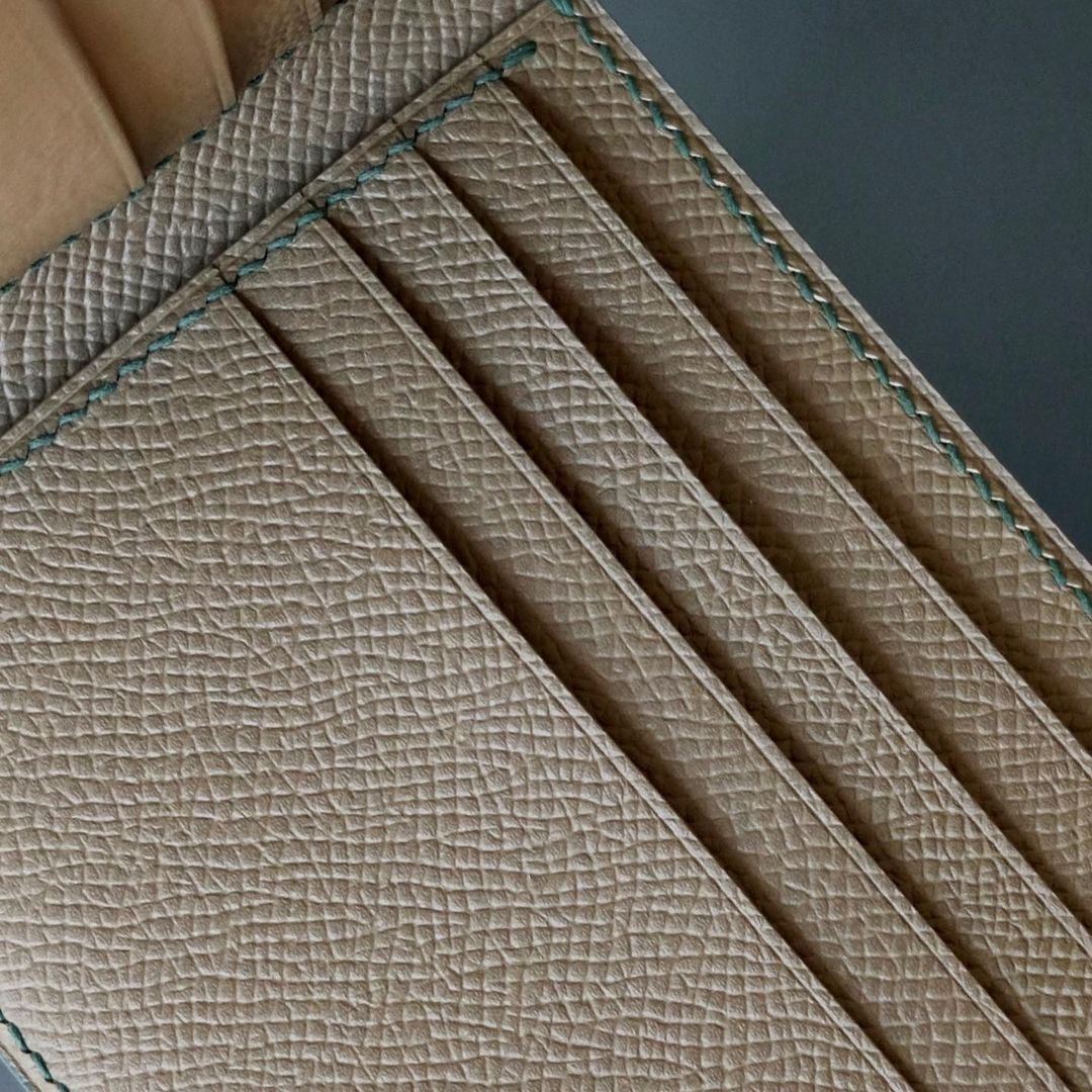 Green x Taupe bifold wallet