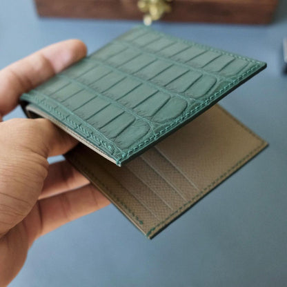 Green x Taupe bifold wallet