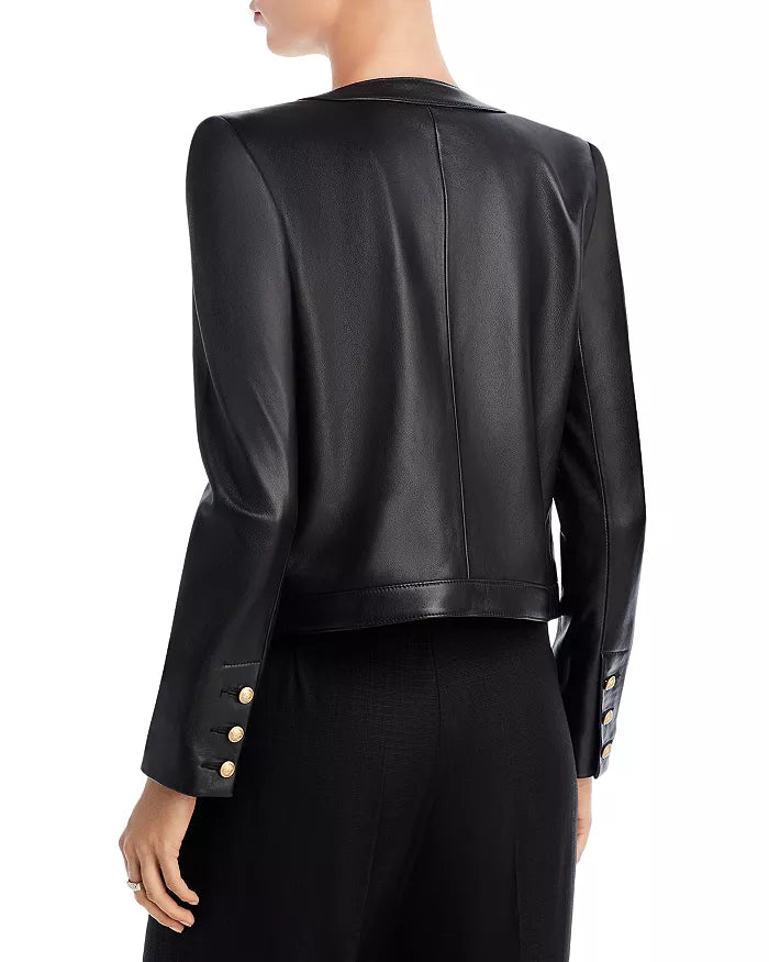 Leather Open Front Jacket