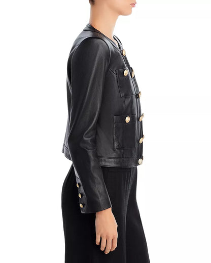 Leather Open Front Jacket