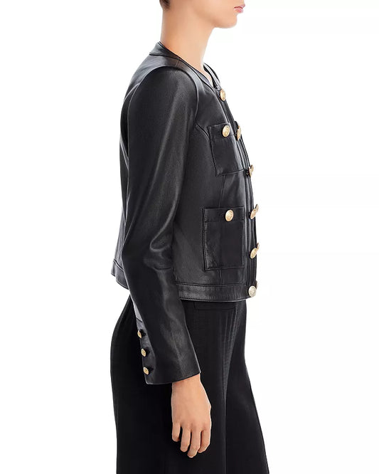 Leather Open Front Jacket