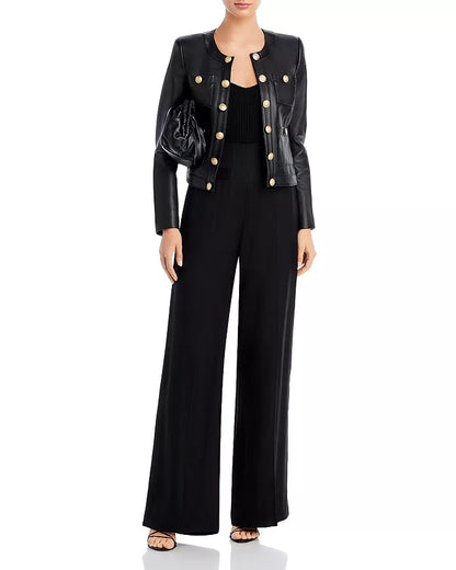 Leather Open Front Jacket