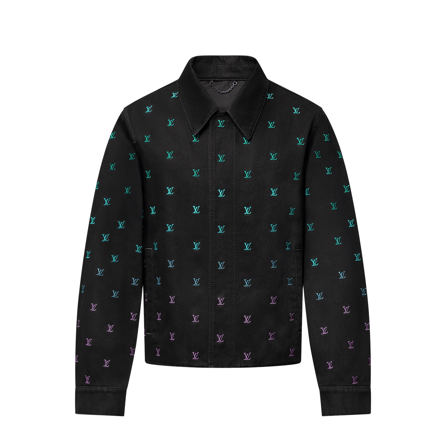 LV Blason Gradient Embroidered Denim Coach Jacket
