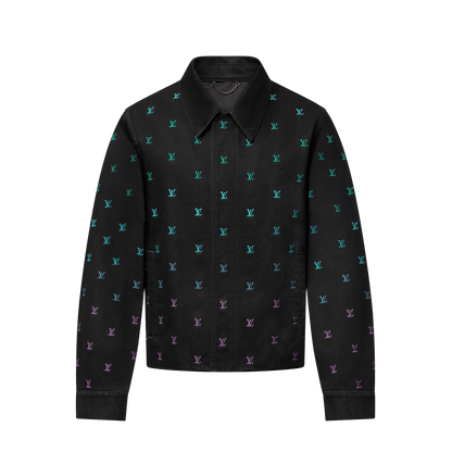 LV Blason Gradient Embroidered Denim Coach Jacket