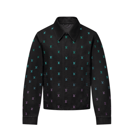 LV Blason Gradient Embroidered Denim Coach Jacket