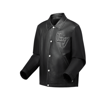 Vintage Effect Leather And Nylon Coach Jacket