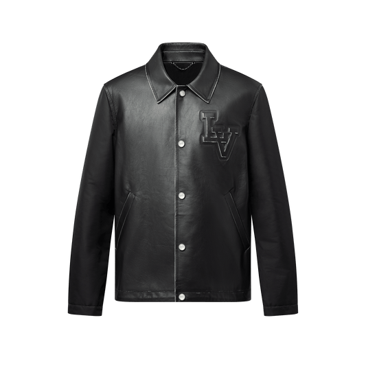 Vintage Effect Leather And Nylon Coach Jacket