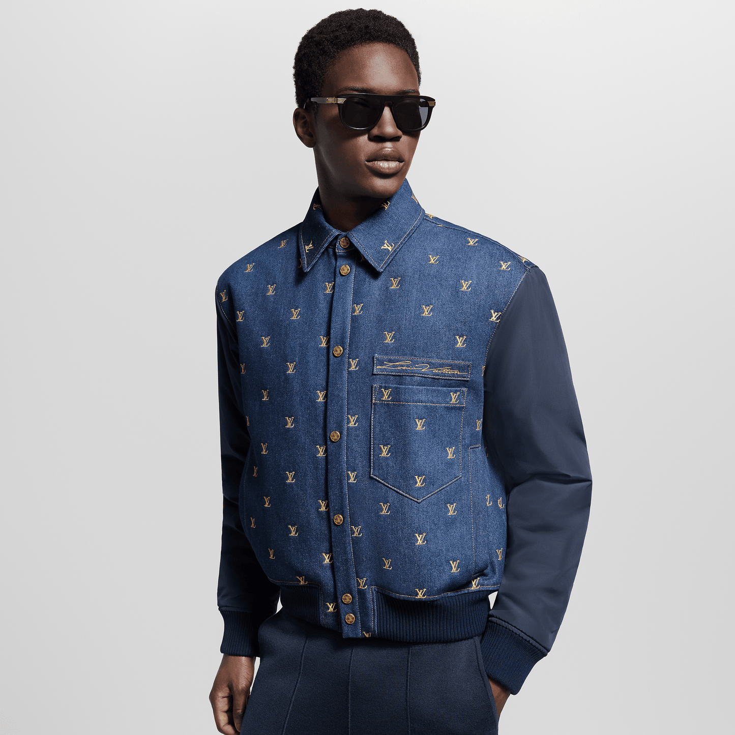 Upcycled Denim Varsity Jacket