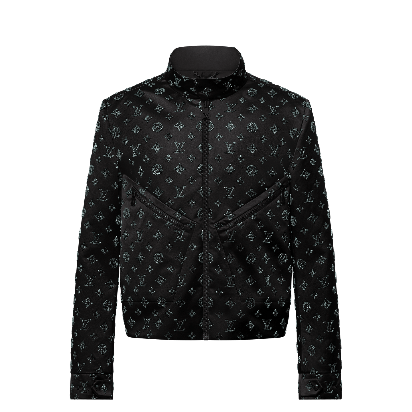 Embellished Silk Flight Suit Jacket