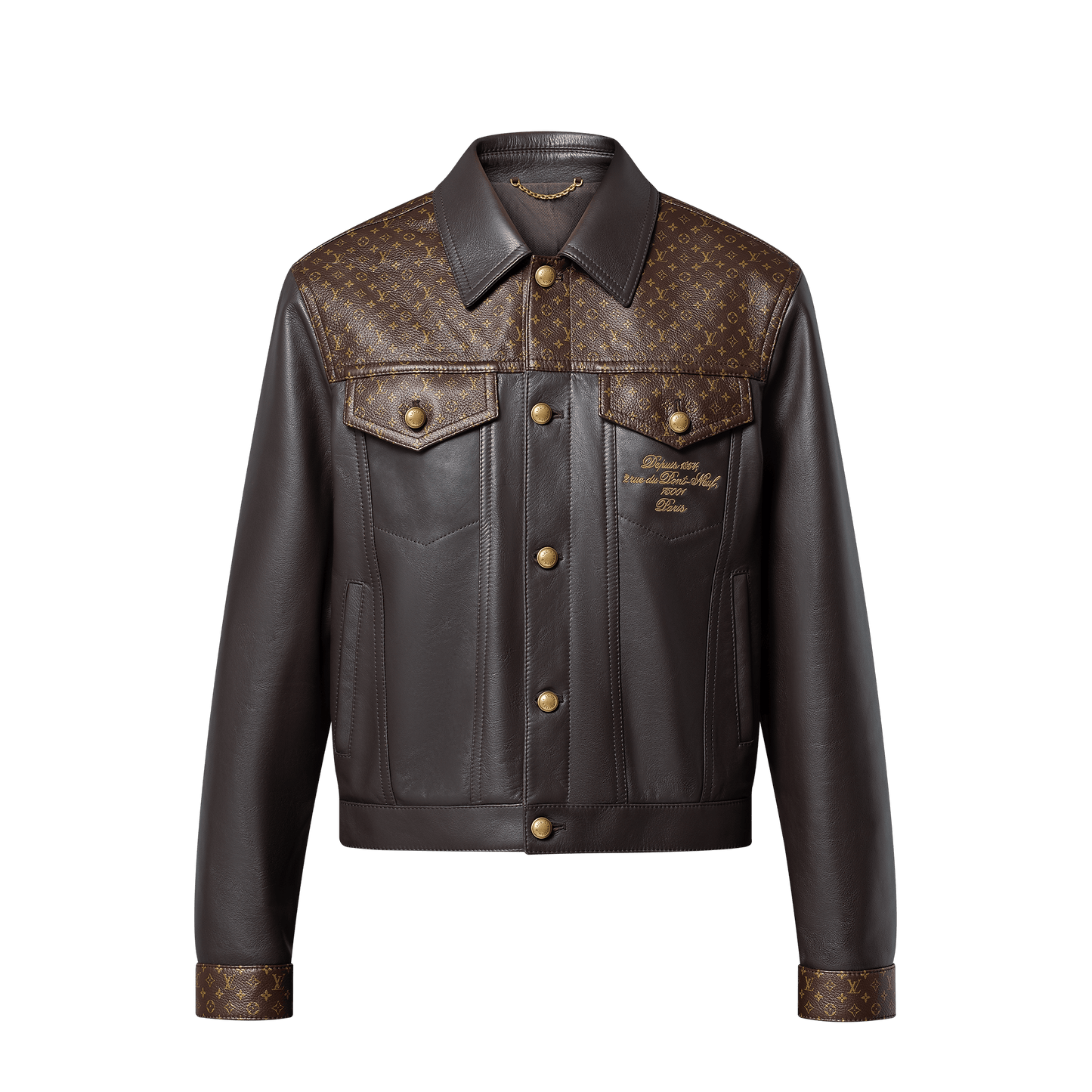 Embellished Leather Trucker Jacket