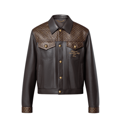 Embellished Leather Trucker Jacket