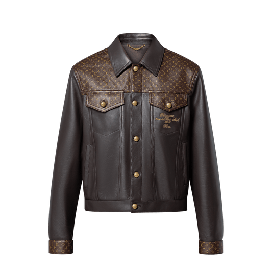Embellished Leather Trucker Jacket