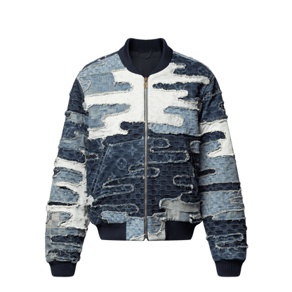 Patchwork Denim Bomber Jacket