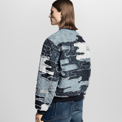 Patchwork Denim Bomber Jacket