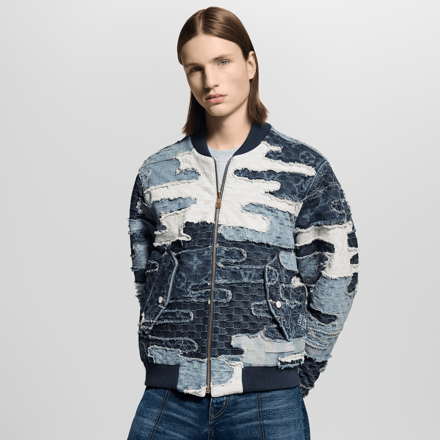 Patchwork Denim Bomber Jacket