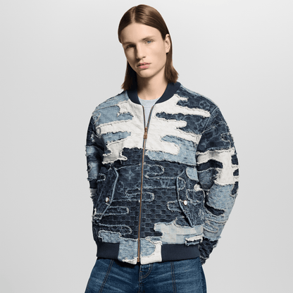 Patchwork Denim Bomber Jacket