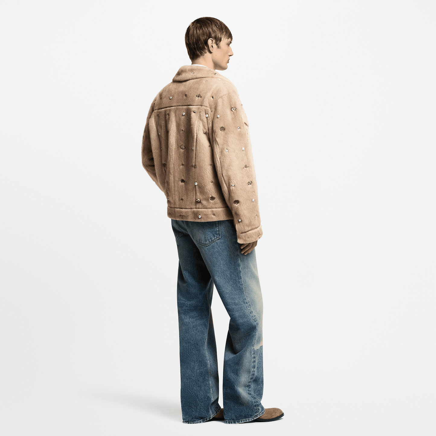 Embellished Mink Trucker Jacket