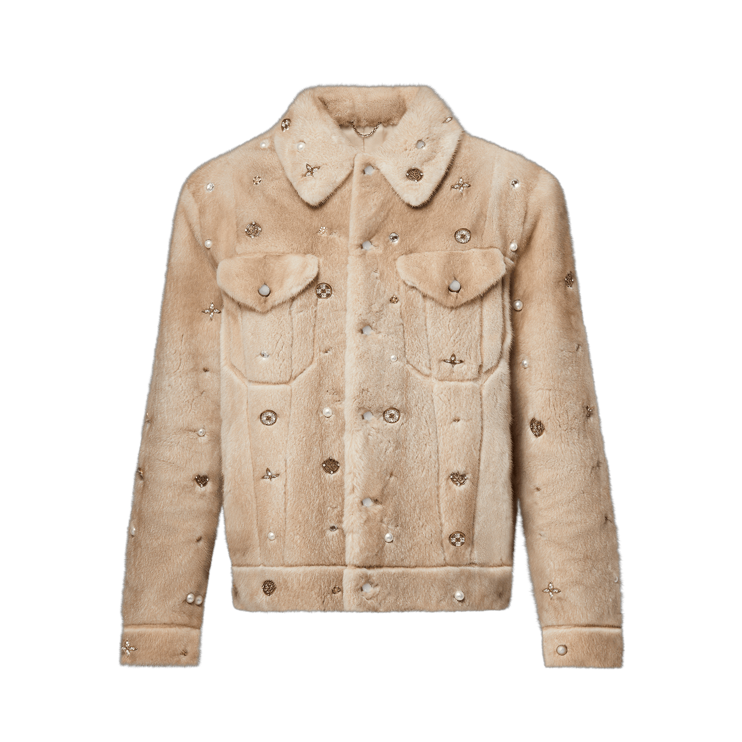 Embellished Mink Trucker Jacket