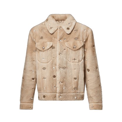 Embellished Mink Trucker Jacket