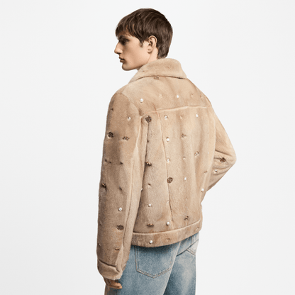 Embellished Mink Trucker Jacket