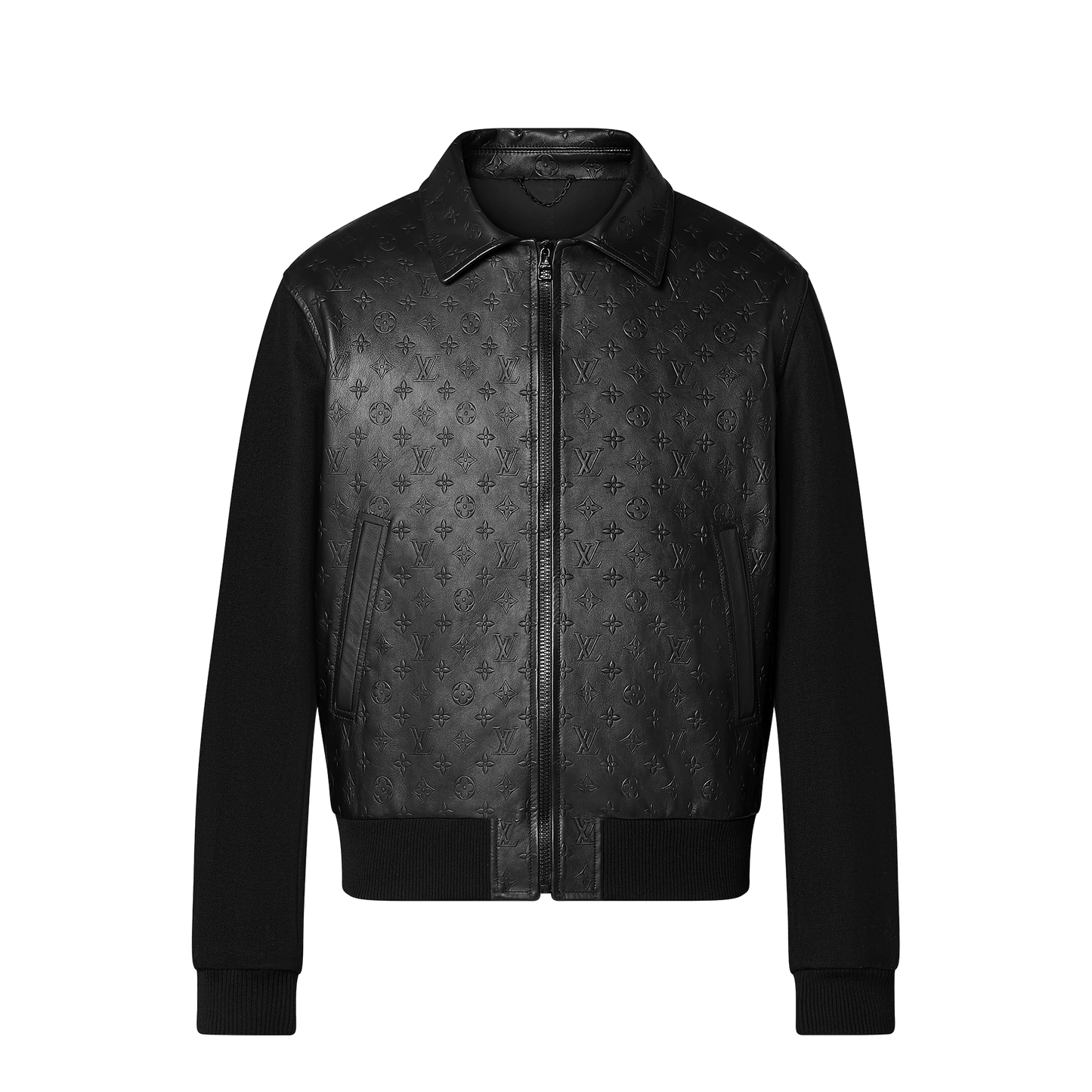 LVSE Embossed Monogram Mix Leather Blouson