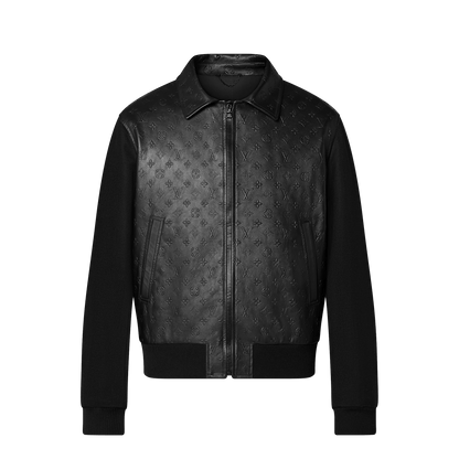 LVSE Embossed Monogram Mix Leather Blouson
