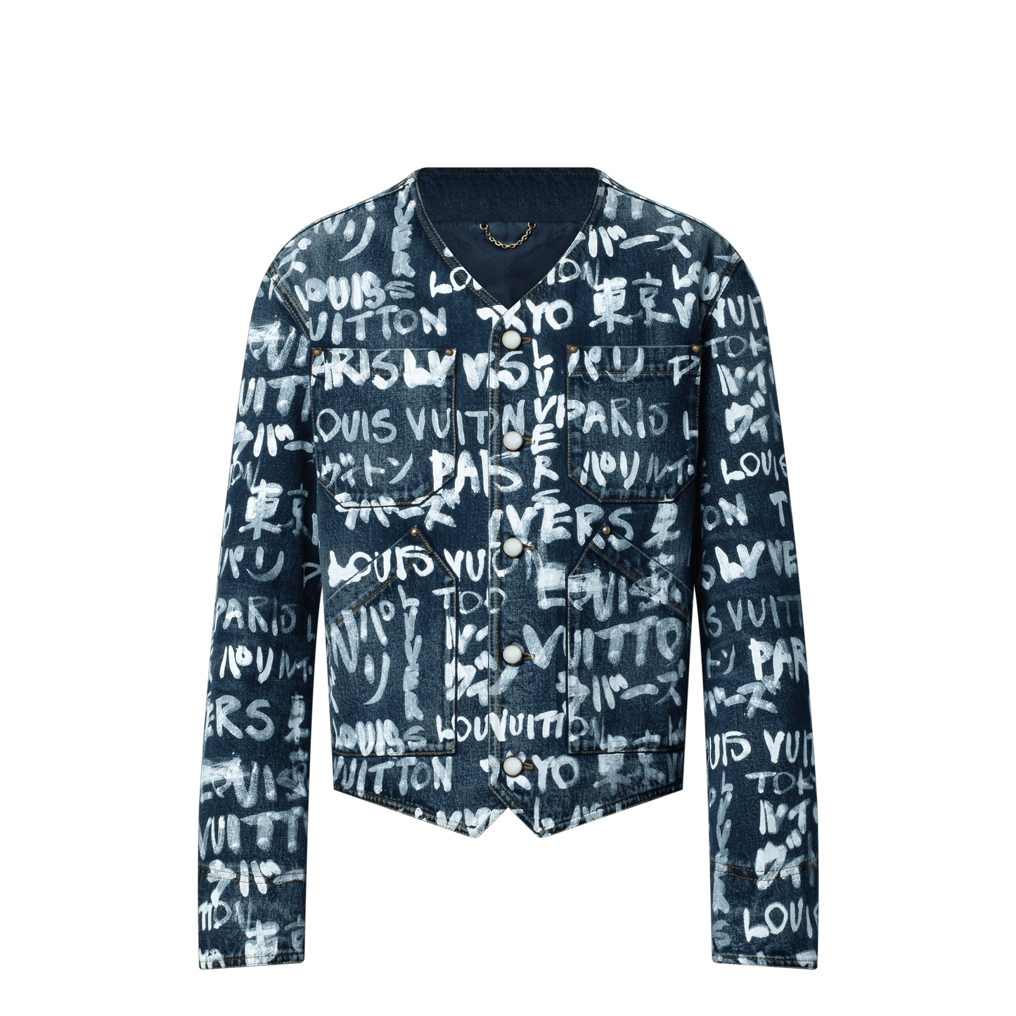 Denim Collarless Jacket