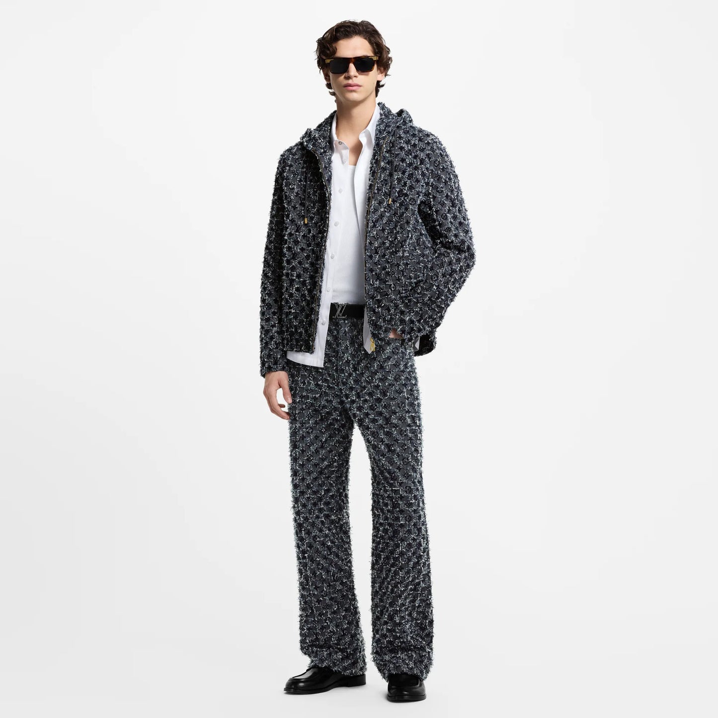 Flocked Monogram Denim Hoodie