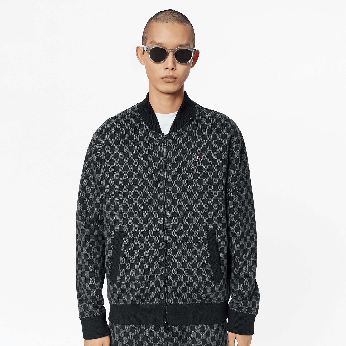 Damier Jacquard Zip-Through Bomber