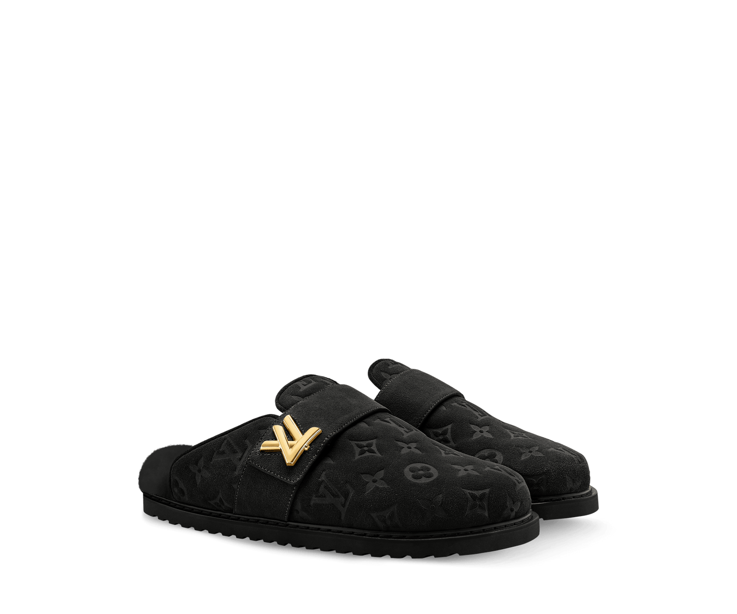 LV Cosy Comfort Clog Suede Calf Leather Black