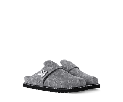 LV Cosy Comfort Mule Monogram Denim Gray