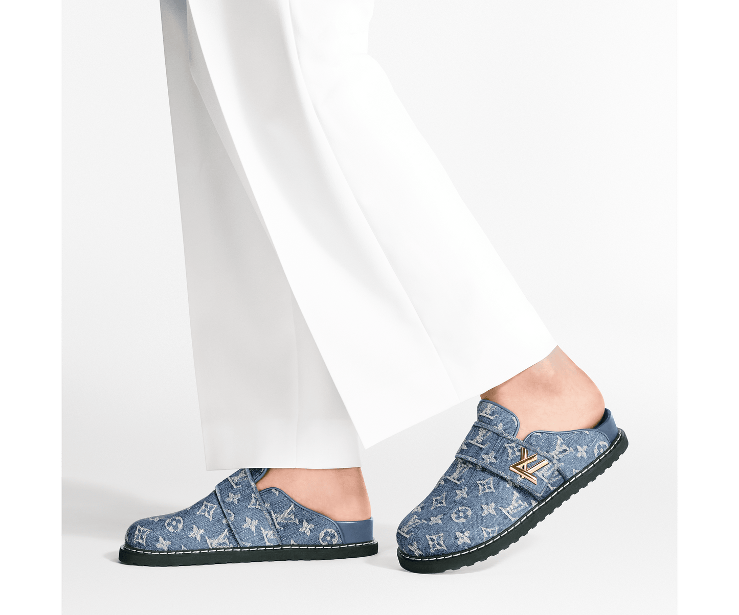 LV Cosy Comfort Mule Monogram Denim Gray