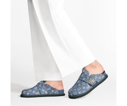 LV Cosy Comfort Mule Monogram Denim Gray