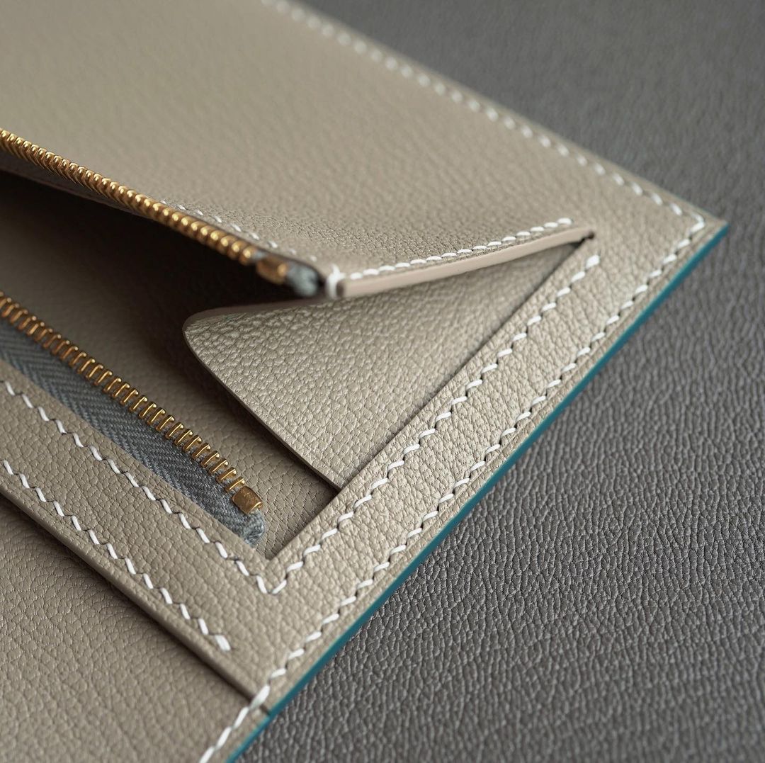 Marine Blue x Light Beige long wallet