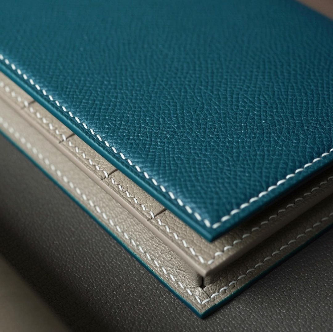 Marine Blue x Light Beige long wallet