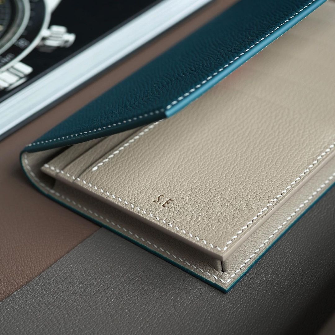 Marine Blue x Light Beige long wallet
