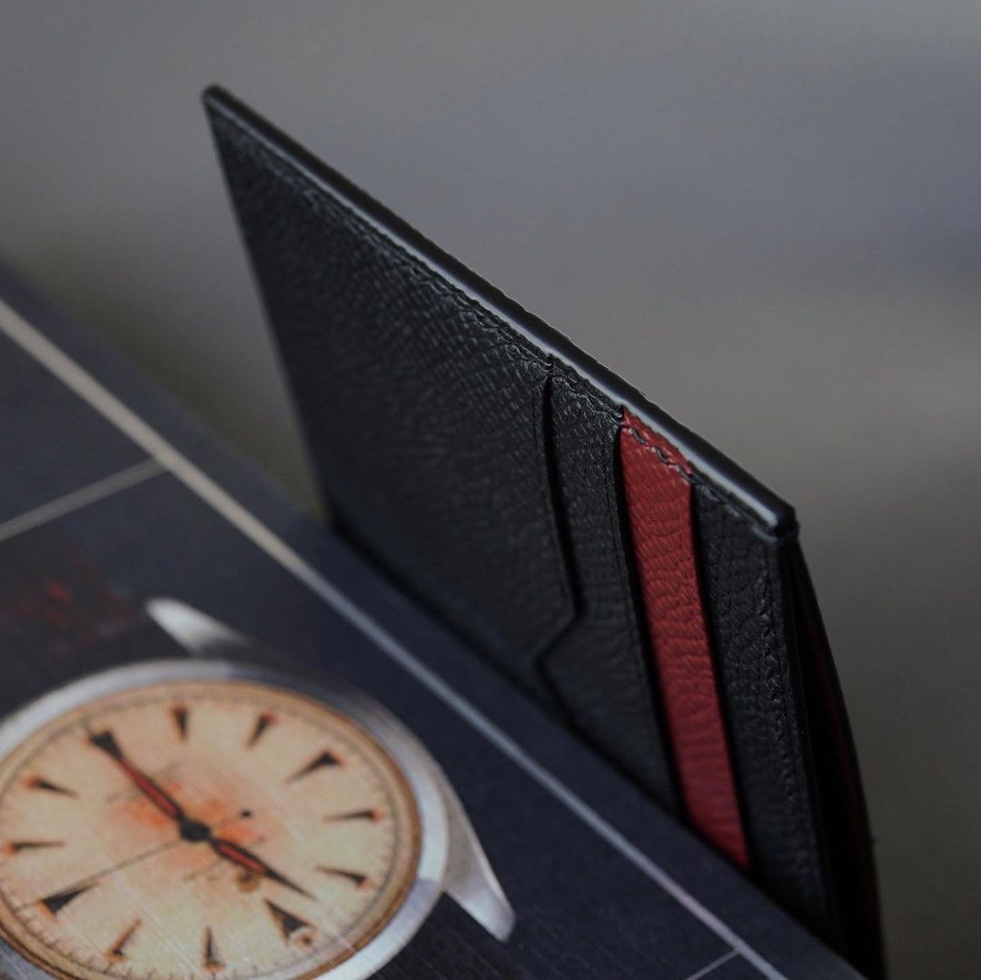 Black x Bordeaux Flat card holder