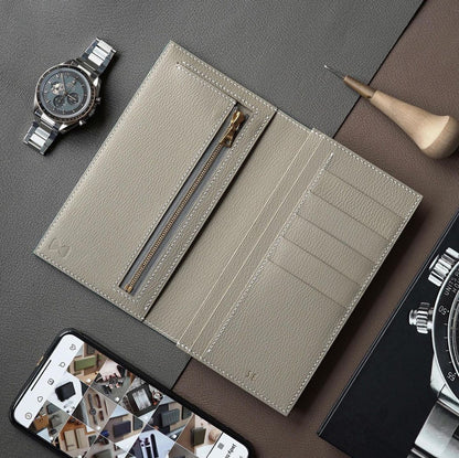 Marine Blue x Light Beige long wallet