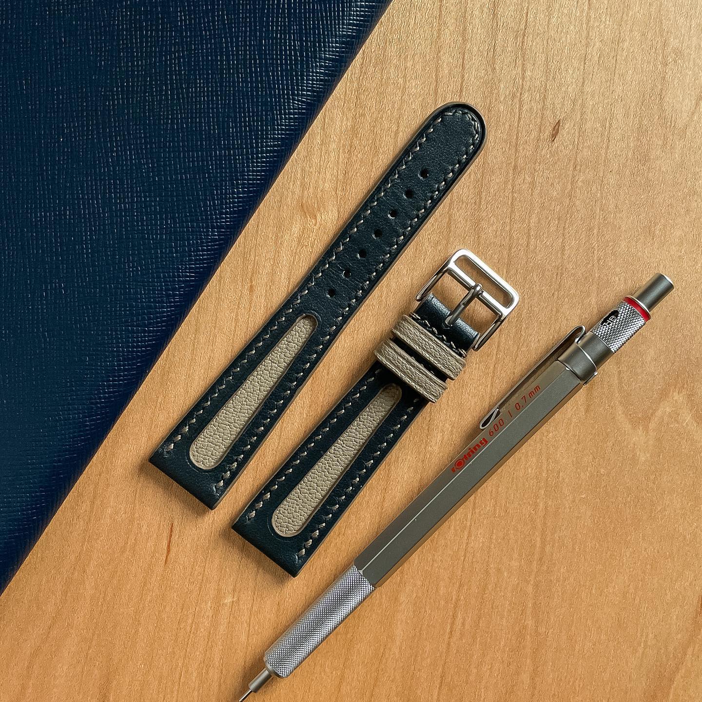 Classic Twin-Tone Elegance Leather Watch Strap